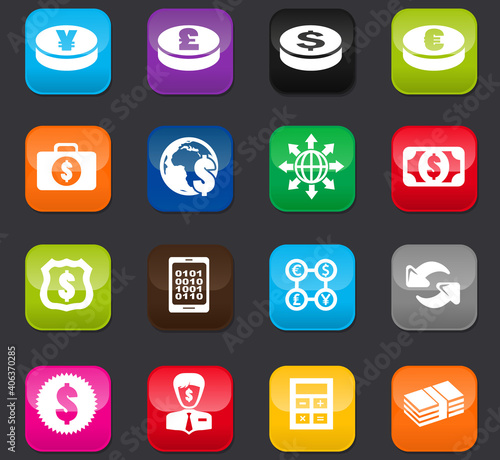 Currency exchange icons set