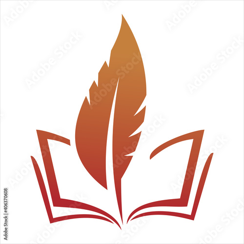 book note feather logo design