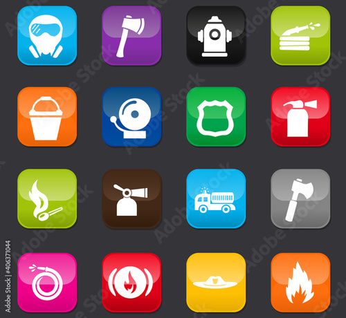Fire brigade icons set
