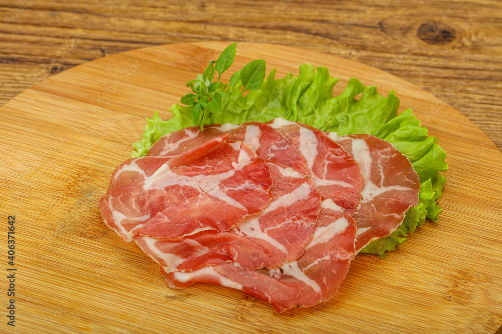 Smoked pork neck slices snack