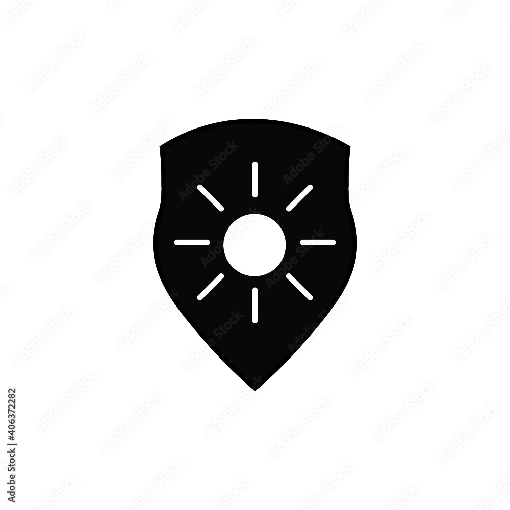 Sun protect shield icon for web design isolated on white background Sun protect shield icon for web design isolated on white background