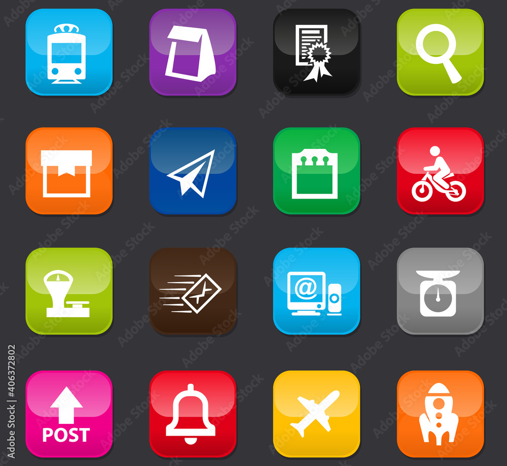 Post service icons set Post service icons set
