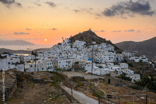 Chora of Ios Island, a Greek island in the Cyclades group in the Aegean Sea. Greece