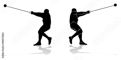 silhouette of Hammer thrower , vector drawing