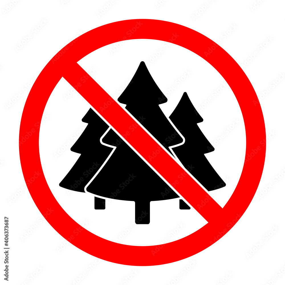 Stop or ban red round sign with christmas tree icon. Christmas tree is prohibited Stop or ban red round sign with christmas tree icon. Christmas tree is prohibited