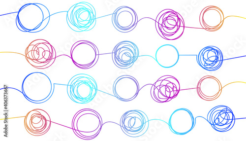 Background with tangled and unraveled doodle hand drawn tangles