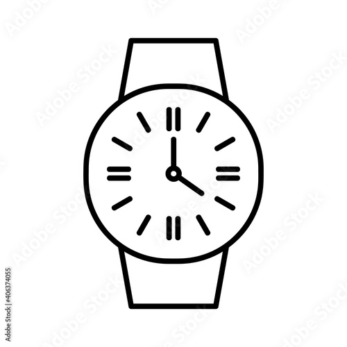Wrist Watch icon. Clock pictogram. Flat symbol for web. Line stroke. Isolated on white background. Vector eps10