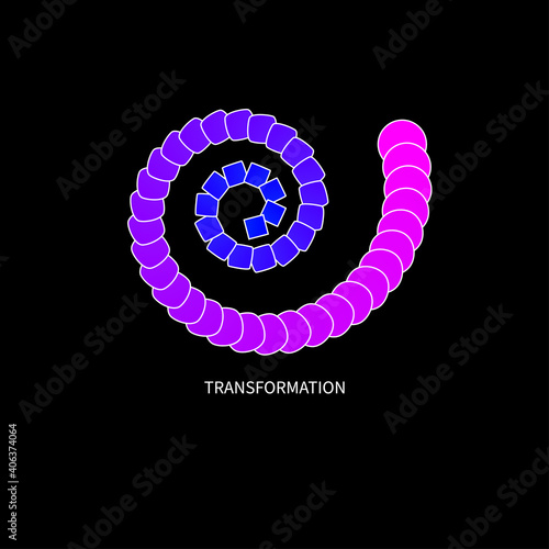 Spiral transformation, square changing into circle