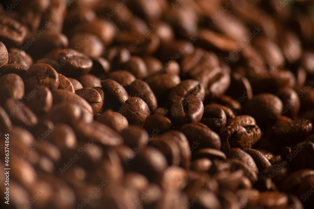 Close up Roasted coffee beans with copy space. macro. Fresh coffee grains wallpaper. Coffee shop. Close up Roasted coffee beans with copy space. macro. Fresh coffee grains wallpaper. Coffee shop.