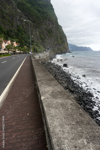 Coastal Road with mountain view on Madeira Island
