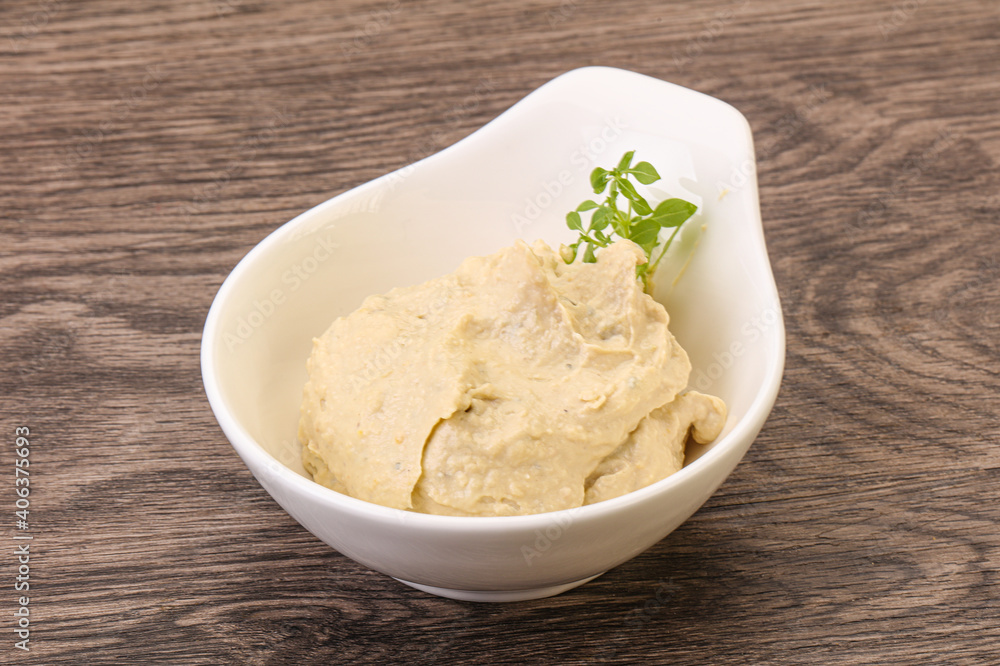 Vegan food - hummus with olive oil Vegan food - hummus with olive oil