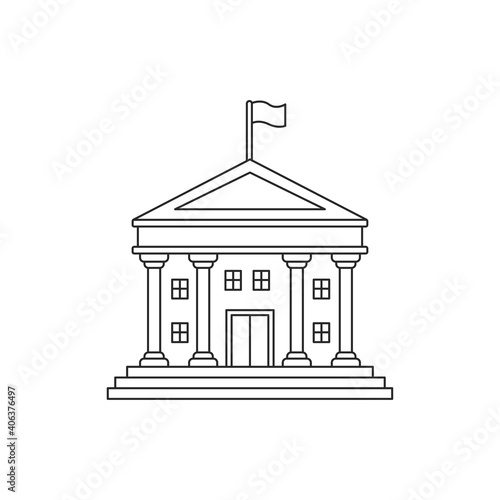 City hall building vector illustration in simple line art style isolated on white background. Linear style of city hall icon