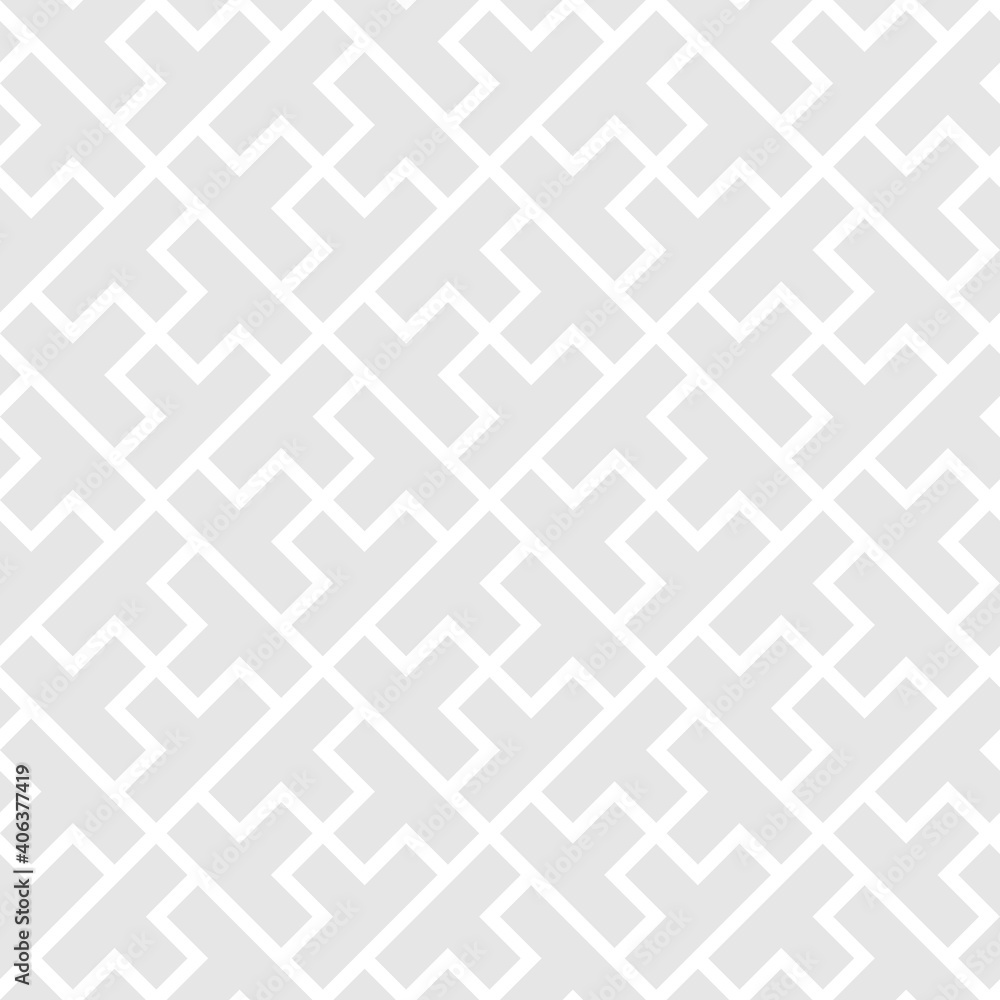Geometric seamless pattern in Asian style with T-shaped tile