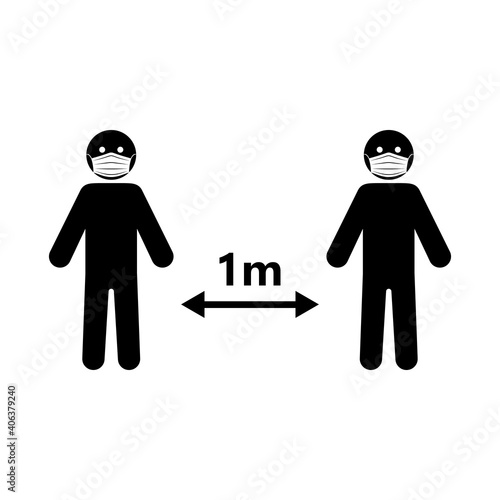 Social distance 1 meter. Vector illustration. Keep a safe distance