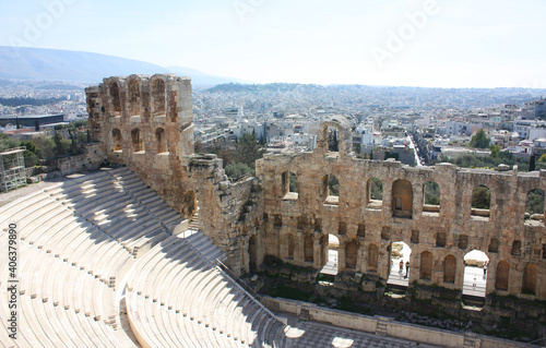 Ancient Theater of the Odeon of Herodes Attica near Acropolis in Athens, Greece