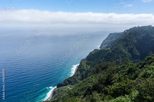 High Viewpoint onto Madeiras coastal cliff forests and ocean