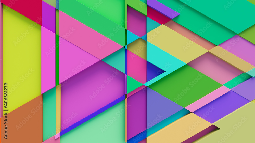 Multicolored tech background, with a geometric 3D structure. Clean, vibrant design with simple, bright, modern forms. 3D render Multicolored tech background, with a geometric 3D structure. Clean, vibrant design with simple, bright, modern forms. 3D render