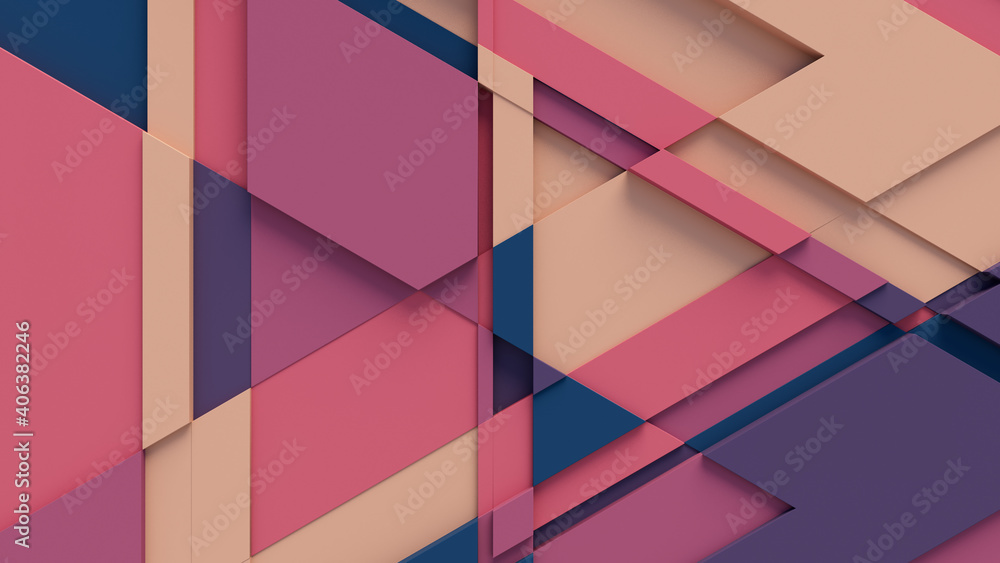 Multicolored tech background, with a geometric 3D structure. Clean, pastel colored design with simple, modern forms. 3D render Multicolored tech background, with a geometric 3D structure. Clean, pastel colored design with simple, modern forms. 3D render