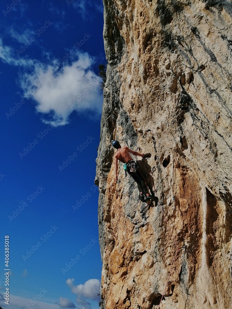 Sport climbing in Siurana, Spain.