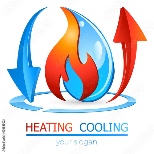 Heizen, Kühlen - Klempner, Heizungsmonteur - Logo / Icon Design