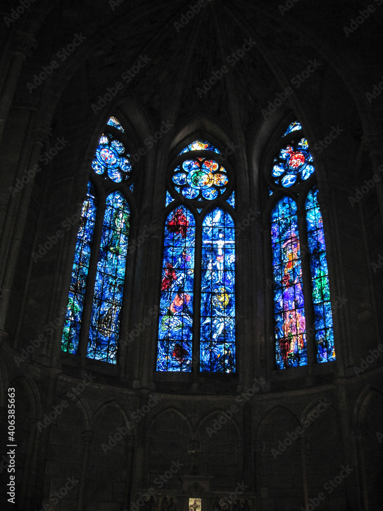 stained glass window in cathedral