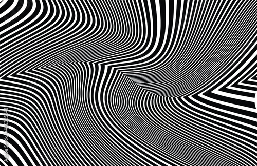  Wave design black and white. Digital image with a psychedelic stripes. Argent base for website, print, basis for banners, wallpapers, business cards, brochure, banner 