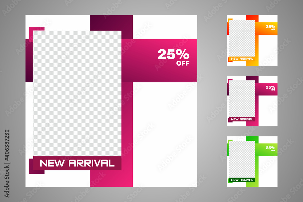 Naklejka premium Set of sale banner template design. Editable post template social media banners for digital marketing. Vector illustration.