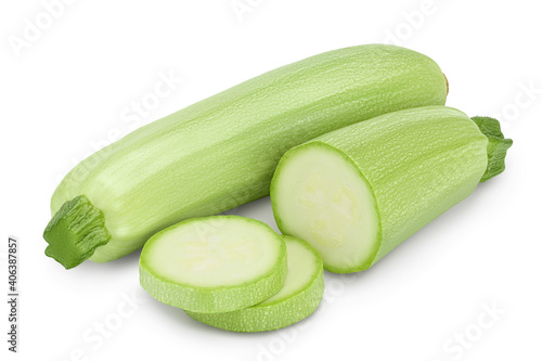 zucchini or marrow isolated on white background with clipping path and full depth of field
