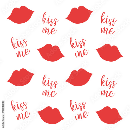 Kiss me pattern. Lips background