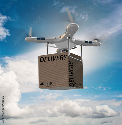 Drone delivery concept with box in air