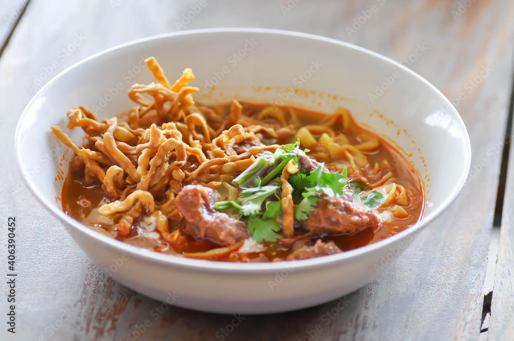 noodles or beef curry noodles, Thai curry noodles