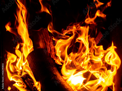 Flammen eines Kamin Template Hintergrund photo