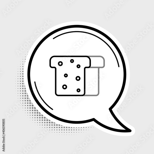 Line Bread toast for sandwich piece of roasted crouton icon isolated on grey background. Lunch, dinner, breakfast snack. Colorful outline concept. Vector.