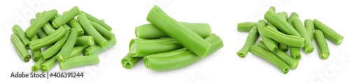 Foto Green beans isolated on a white background with full depth of field