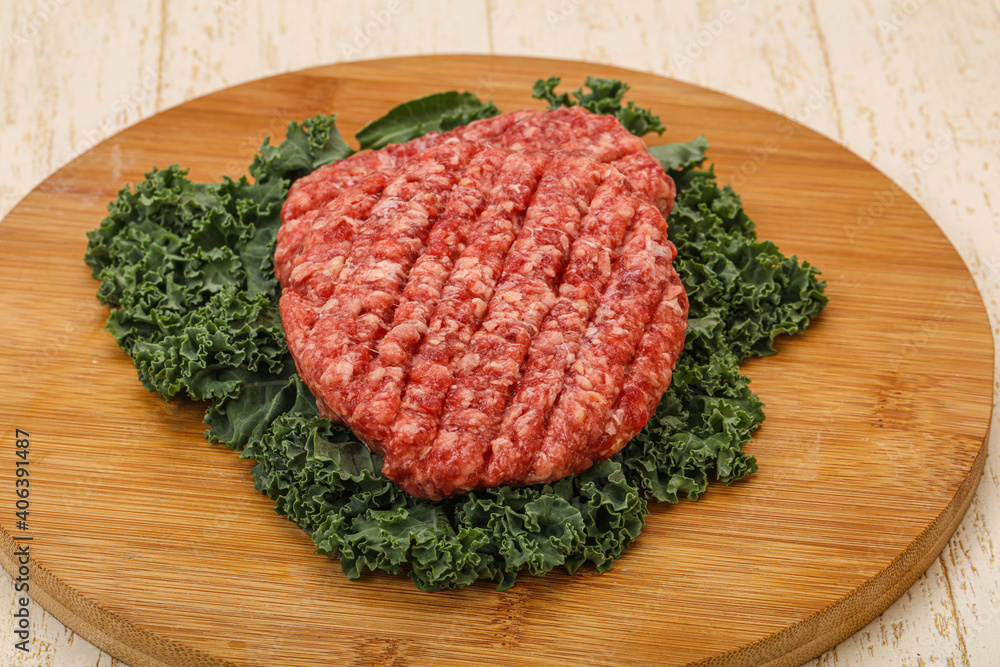 Raw beef burger cutlet for cooking Raw beef burger cutlet for cooking