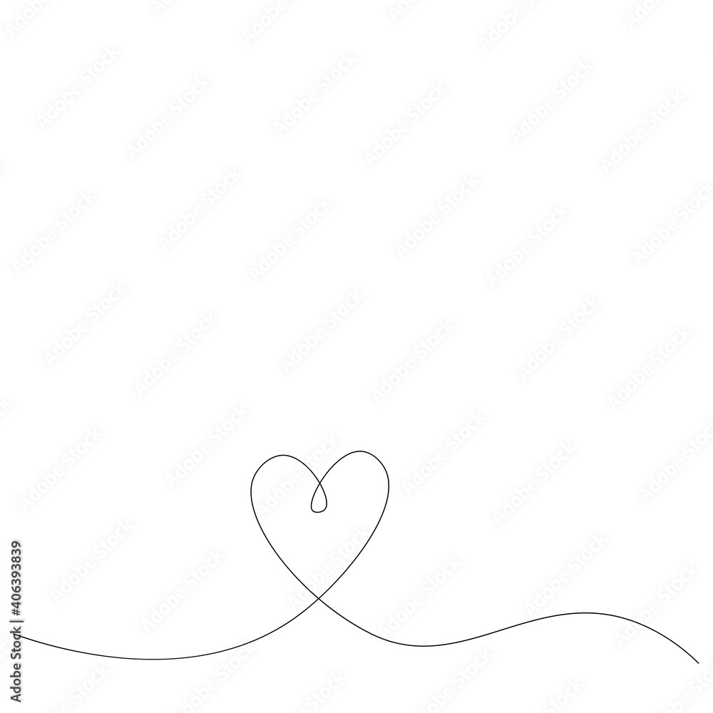 Valentines day background with heart one line, vector illustration Valentines day background with heart one line, vector illustration