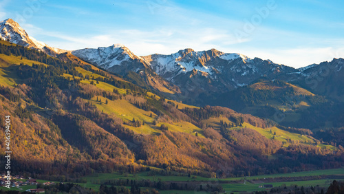 Mountain peaks and landscape in European alps
