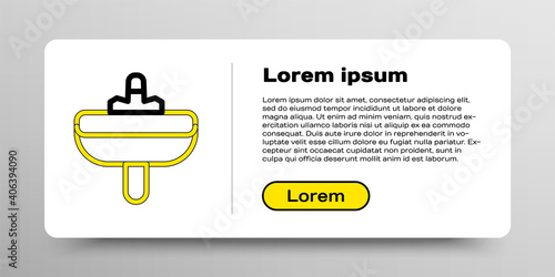 Line Washbasin with water tap icon isolated on white background. Colorful outline concept. Vector.