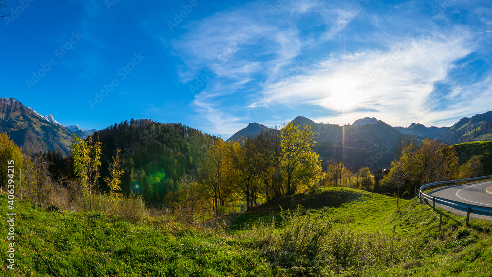 Obraz premium Mountain peaks and landscape in European alps