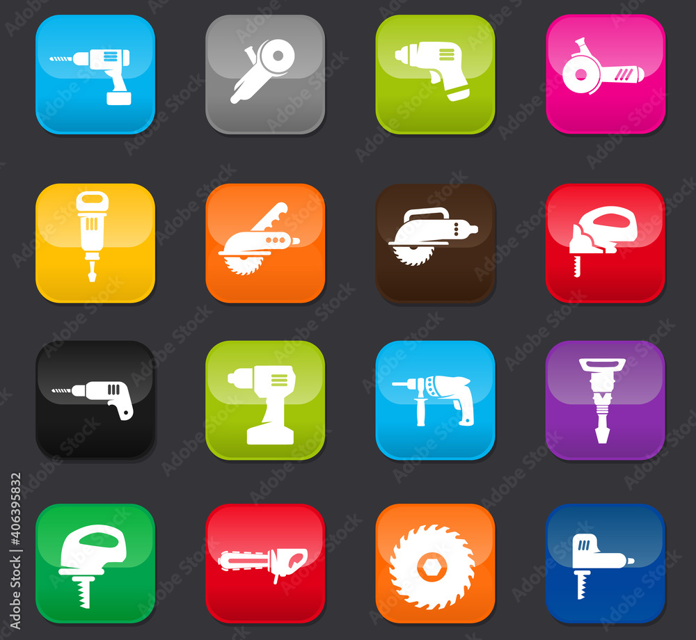 Power tools icons set Power tools icons set