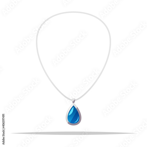 Blue pendant necklace vector isolated illustration