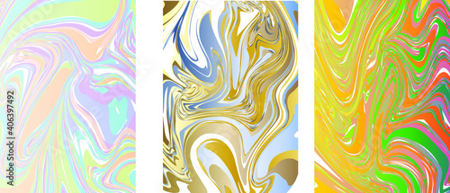 A set of abstract backgrounds. A mixture of acrylic paints. Applicable for cover design, presentation, invitation, flyer, annual report, poster and business card, packaging design. Vector.