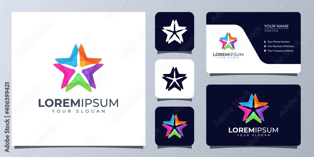 Colorful star logo with business card template
