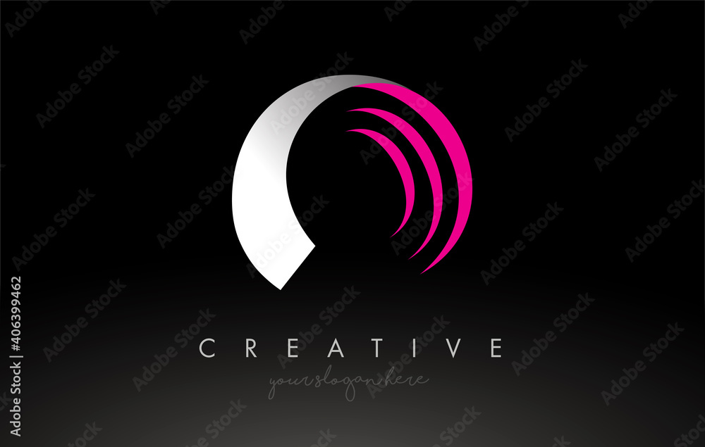 O White and Pink Swoosh Letter Logo Letter Design with Creative Concept Vector Idea O White and Pink Swoosh Letter Logo Letter Design with Creative Concept Vector Idea