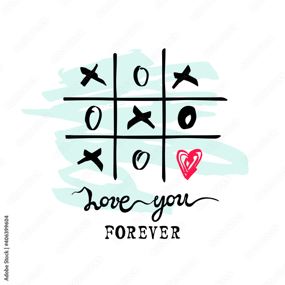 Naklejka premium Love you forever, Valentine's day card. Hugs and kisses. Vector illustration.