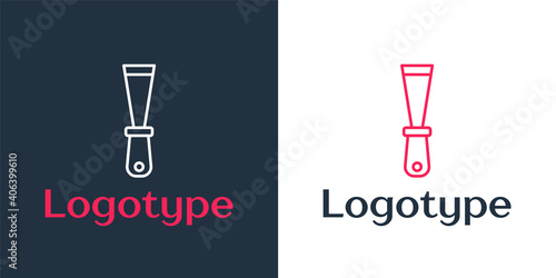 Logotype line Putty knife icon isolated on white background. Spatula repair tool. Spackling or paint instruments. Logo design template element. Vector.