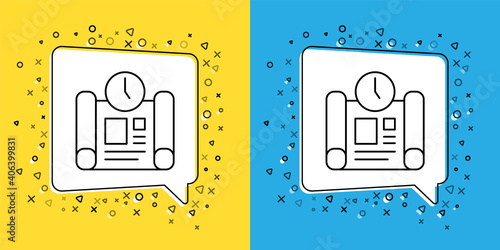 Set line Business project time plan icon isolated on yellow and blue background. Vector.