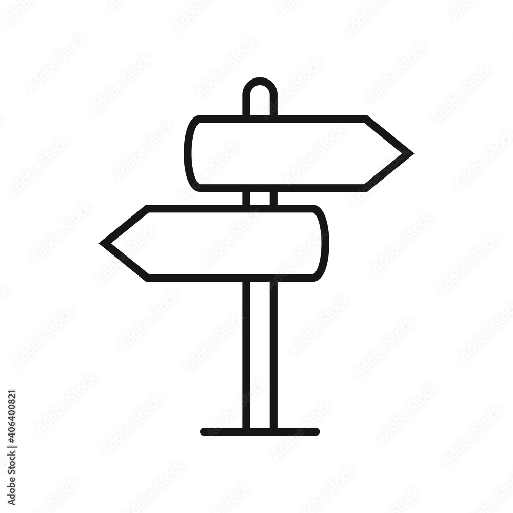 Signpost icon, direction icon isolated, expanded stroke Signpost icon, direction icon isolated, expanded stroke
