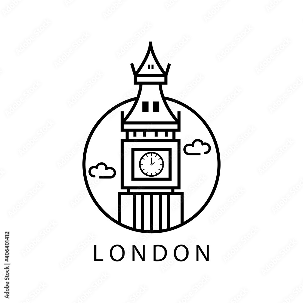 tower logo design line illustration clock vector template symbol tower logo design line illustration clock vector template symbol