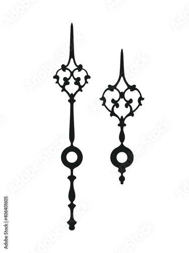 Vector old clock hands isolated on white background
